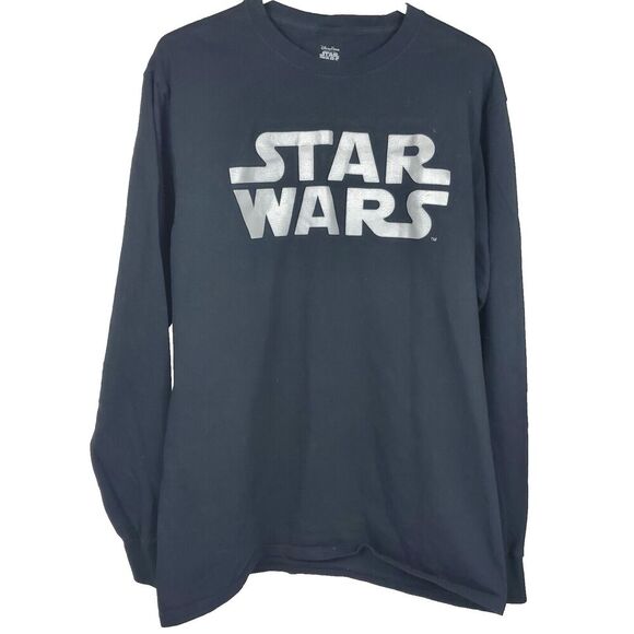 DISNEY PARKS Star Wars Classic Long Sleeve T-Shirt‎ SZ L Large Silver Sparkle - Picture 1 of 7